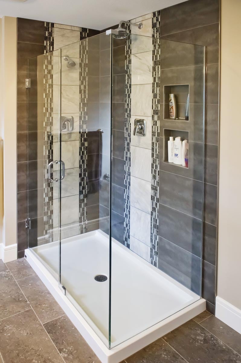 large and small shower tile combo